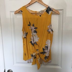 Loft | Floral Tie Front Button Back Tank Top